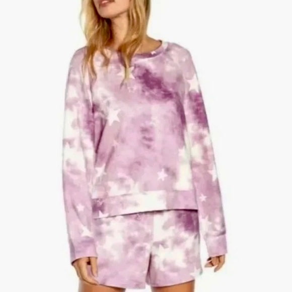 NWT!! WILDFOX Two-Piece Set Top Sweatshirt Shorts Purple Tie Dye Stars X-Large - Picture 6 of 16